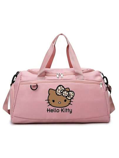 Sanrio 1pc Sanrio Hello Kitty Pink Travel Bag, Large Capacity Leopard Print KT Gym Bag, Storage Bag, Suitable For Travel, Fitness, Short Business Trips, Outdoor Activities, Christmas, Ideal Gift