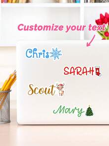 5/10/20 Miếng dán nhãn nền trắng họa tiết Giáng sinh tùy chỉnh, Nhãn dán tên và văn bản Giáng sinh cá nhân hóa, Nhãn dán quà tặng Giáng sinh cá nhân hóa - Nhiều màu - Xem 1