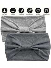 1pc Adjustable Elastic Exercise Headband, High Stretch Sports Sweatband, Breathable Absorbent Wide Band, Suitable For Pilates Workout, Solid Color Sports Hair Tie Headpiece Women Bandanas Winter Hair Accessories Winter Hair Bands Warm Head Wrap - Multicolor - View 4