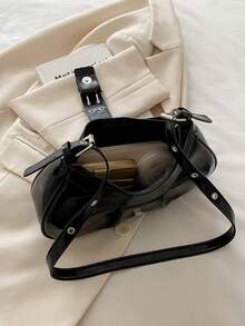 1pc Women's Retro Moto Punk Rivet Decor Adjustable Strap Large Capacity Soft Faux Oiled Leather Ombre Shoulder/Underarm Bag, Suitable For Work, Commute, Date, Party , Goth