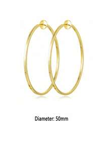 1-4 Pairs Of Fashionable And Exquisite Copper Material Lady Clip-On Hoop Earrings With Spring Clasps Suitable For Non-Pierced Ears. Daily/Party/Beach Fashion Accessories. - Gold - View 19