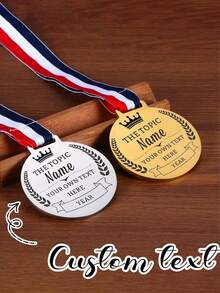 1 huy chương kim loại khắc tên theo yêu cầu, viền trang trí hình bông lúa mì, chất liệu hợp kim kẽm, huy chương giải thưởng cuộc thi dành cho trẻ em, bảng kỷ niệm vinh danh sự kiện thể thao marathon, có thể dùng làm quà tặng động viên cho trẻ em. - Nhiều màu - Xem 10