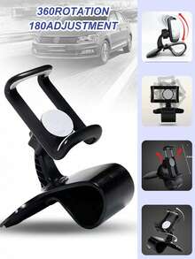 360° Rotating Car Phone Mount – Universal Clip-On Holder For Dashboard & AC Vent, Adjustable Grip, 1-Hand Operation – Fits All Smartphones, Car Navigation Clip-On Phone Holder