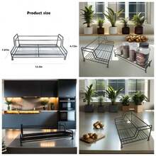 2 - Tier Kitchen Bathroom Organizer Spice Rack With Paper Towel Holder, Wall MountedFreestanding Metal Shelf Countertop Cabinet Pantry Shower Storage, 3 Removable Hooks Gifts, 2 Pack - Negro mejorado. - Ver 1