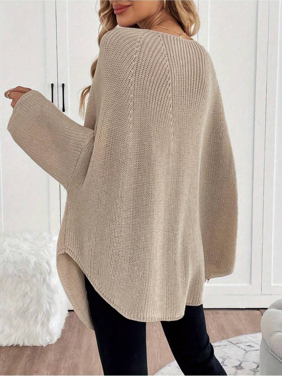 LUNE 女士圆领蝙蝠袖宽松针织毛衣