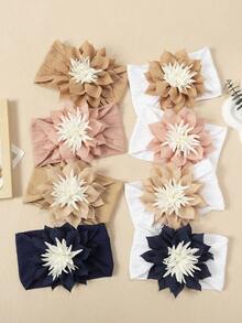 1pc Autumn/Winter New 3D White Flower Bud Baby Headband, Soft Comfortable Jacquard Nylon Infant Headwear, Creative Baby Hair Accessory
