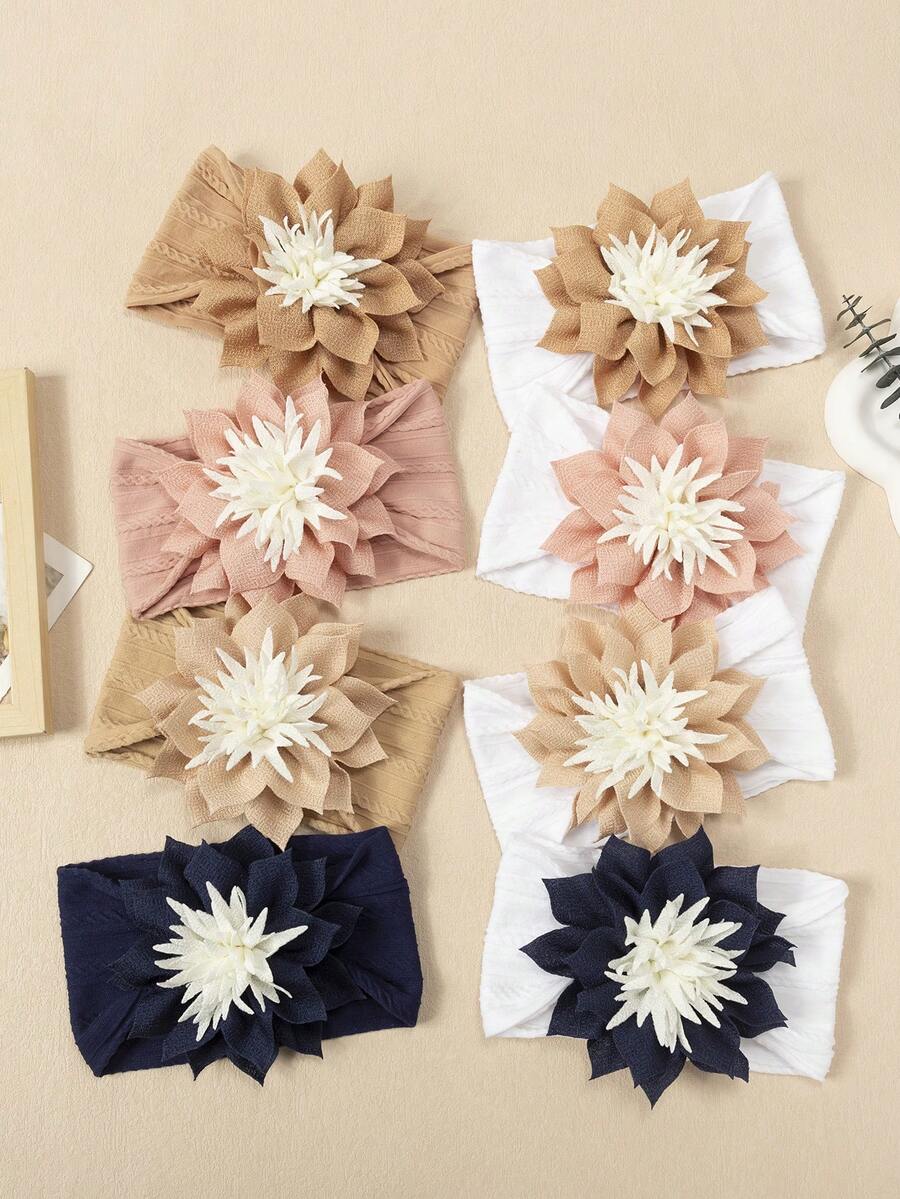 1pc Autumn/Winter New 3D White Flower Bud Baby Headband, Soft Comfortable Jacquard Nylon Infant Headwear, Creative Baby Hair Accessory