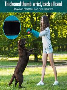 1 par de guantes para manipular animales; guantes anti-arañazos para entrenar perros, gatos, pájaros, serpientes, loros, lagartos, animales salvajes y reptiles -- guantes a prueba de mordeduras - Azul - Ver 3