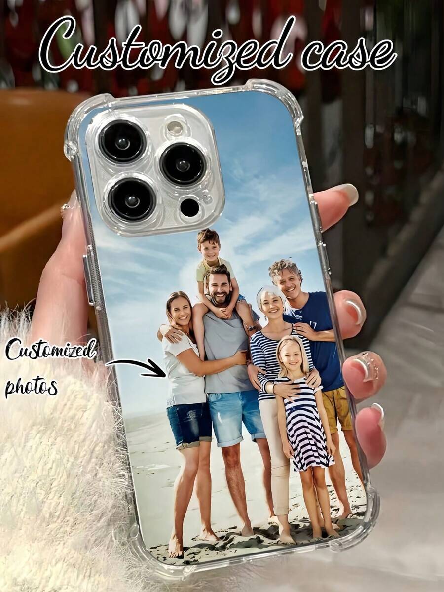 1pc Customized Phone Case Compatible With Apple 17, 16, 15, 14, 13, 12, 11 Plus Pro Max Pro, Galaxy, OPPO, Redmi, DIY Pattern Design, Transparent Anti-Fall Protective Cover, Suitable As Birthday, Anniversary, Thanksgiving, Christmas, Wedding Or Holiday Gift For Family, Friends, Girlfriend/Boyfriend - Clear - View 1