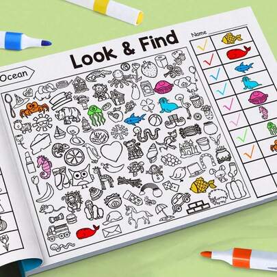 1 Book 32 Pages Hidden Picture Book, Pencil Drawing, Interactive Search And Coloring Activity Book, Engaging Hide And Seek Themed Pages, Fun And Simple, Cultivates Drawing And Hands-On Skills, Enhances Focus And Imagination, Suitable For Christmas, Birthday, Party, New Year Gifts