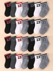 14 双婴儿字母 23 条纹运动袜，7 双婴儿纯色弹力袜，男女通用幼儿四季透气休闲袜，婴儿袜子，新生儿幼儿袜子，婴儿洗澡装饰万圣节圣诞节礼物