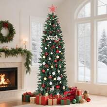 Árbol de Navidad con lápiz, árbol de Navidad Artificial preiluminado, árbol de Navidad Realista, decoración Artificial para Uso en Interiores y Exteriores - 6 pies - Ver 1