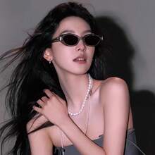 1 Pair Of Fashionable Korean Style Cat Eye Women's PC Material , Simple Style, Frameless Design, Suitable For Daily Street Shooting - 灰框-黑灰片 - 查看 2