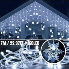 Luce a colonna di ghiaccio a fiocco di neve solare - 96/160 LED, luce di Natale per interni/esterni, IP65 impermeabile, 8 modalità di illuminazione per grondaie, tenda solare per esterni, adatta per Natale, case, giardini, alberi, cortili, festival, matrimoni, raduni, decorazione per feste (bianco caldo/multicolore/bianco)