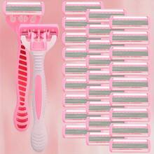 Smooth Glide 6-Layer Stainless Steel Razor For Women - Portable, Fragrance-Free Body Hair Removal Tool With Flexible Head,With Storage Box - Pink - View 2