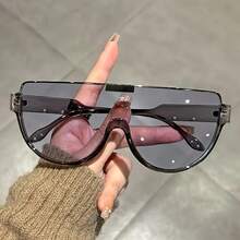 Unisex Oversized Semi-Circular Glasses - Anti-Glare , Perfect For Hiking, Beach Trips, And Daily Outdoor Activities; Durable And Stylish - Tròng kính màu cam nhạt - Xem 5