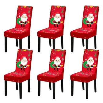 Christmas Dining Chair Covers, Stretch Dining Room Chair Covers Set , Christmas Decoration/Home Decor Chair Protector Slipcovers