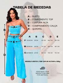 Women's Set High Waisted Wide Leg Pants And Cropped Top In Duna - Màu xanh nhạt - Xem 5