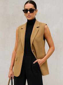 Max Tailored Vest With Premium Luxury Fabric Lining - Light Beige - View 2