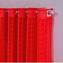 Charm Checkered Voile Living Room Curtain Decoration 4.00x2.80 - 紅色 - 查看 3