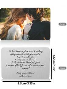 1pc Personalized Metal Wallet Card With Picture And Text, Custom Photo Text Engraved Wallet Insert For Husband Dad Men Gift Your Loved Ones A Personalized Metal Wallet Card That Holds A Special Photo And Heartfelt Message. - Multicolor - View 12