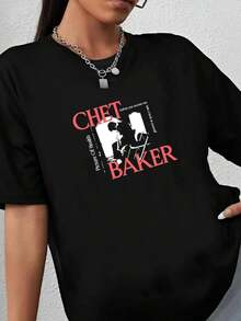 180g pure Cotton Hot CHET BAKER PICTURE OF HEALTH Cotton Black All Size T Shirt AA230 Soft Print Round Neck Short Sleeve streetwear Summer Breathable fashion T-Shirt For Women Casual Versatile Women Top Graphic Tees designer clothes graphic Stretched Unisex Slightly - Negro - Ver 2