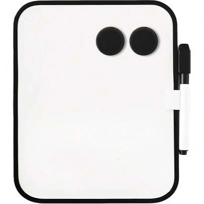 Pizarra blanca magnética de 6" x 8" con marco negro, incluye bolígrafo marcador y 2 imanes - Pizarra de borrado en seco pequeña para taquillas escolares, aulas, hogar, oficina, viajes, pizarra blanca