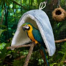 1 件鹦鹉防风保暖羊毛环绕式鸟巢床，舒适毛绒虎纹鸟披风悬挂式睡眠小屋，适合秋冬季鸟类（不含支架）