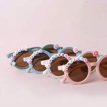 1pc Personalized Name Daisy Flower Glasses, Customizable Letter Color, Cute Glasses, Gift For Girls, Suitable For Daily & Holiday Wear (Flower Color Randomly Assorted) ,2000s Style, Birthday Gift - Multicolor - View 2