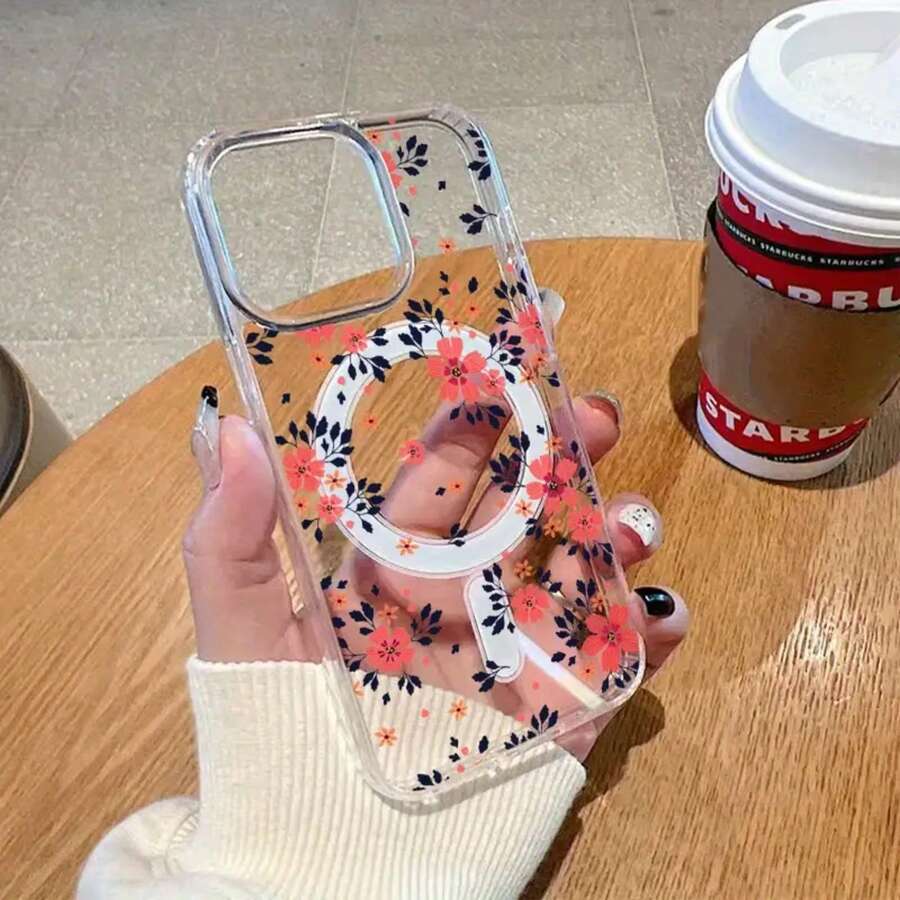 Teléfono: Funda magnética transparente de alta definición con diseño de flor rosa, resistente a caídas. Compatible con phone 16/16 Pro/16 Pro/16 Plus/15/ 15 Pro/ 15 Pro/ 15 Plus/ 14/ 14 Pro/ 14 Pro/ 14 Plus/ 13/ 13 Pro/ 13 Pro/ 12/ 12 Pro/ 12 Pro/ 11/ 11 Pro/ 11 Pro/ X/ XS/ S22/ S22 Plus/ S22 Ultra/ S23/ S23 Plus/ S23 Ultra/ S24/ S24 Plus/ S24 FE/ S24 - transparente - Ver 1