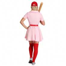 Teen Girls Rockford Peaches League Movie AAGPBL Customized Baseball Uniform Halloween Costume Personalized Cosplay Dress (Includes Belt) - Pink - View 3