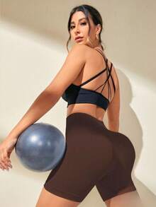 3 SEAMLESS RIBBED SHORTS KIT – HIGH COMPRESSION - Pto/ Brown/ Blue - View 6