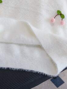 女童可爱渐变樱桃针织毛衣，人造毛皮衬里，适合日常、度假、春季、秋季、冬季 - 白色 - 查看 5