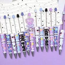 5pcs New Style Cartoon Macaroon Hand-Painted Bow Heart Bead Pen DIY High Value Simple Bead Rotating Cute Bead Pen - Bút hạt vẽ tay - Xem 1