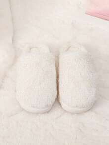 Children's Casual Princess Closed Toe Slippers, Warm Plush Indoor Floor Slippers For Little Girls In Winter
