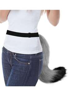 人造毛皮狐狸/狼尾巴，动物狗毛尾巴配饰，适用于万圣节派对角色扮演