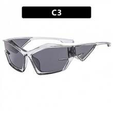 1 Pc Exaggerated Futuristic Technology Y2K Sunglasses New Runway Sunglasses Opposite  Sunglasses - 透明灰灰片 - 查看 13