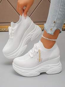 أحذية رياضية منصة مريحة كاجوال من القماش مع ربطة الدانتيل، مزينة بالفراشات، مناسبة للارتداء في الأماكن المفتوحة، لجميع الفصول