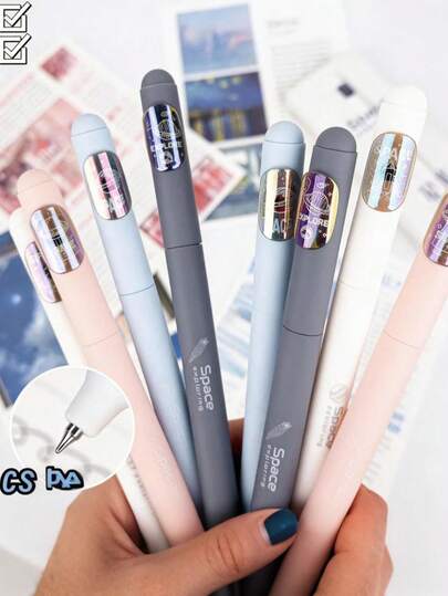 A Set Of Four Black Ink Gel Pens With A 0.5mm Screw-On Design. Cosmos Nail Gel Pens Are Perfect For Office Work And Fine Writing. | Gel Pen Set | Smooth-Writing Pens