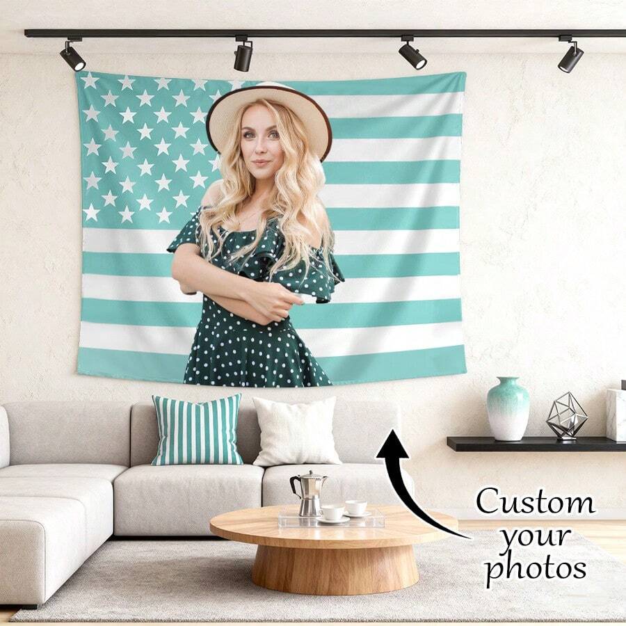 1pc Customizable Personalized Tapestry, Can Add Photos And Text, Suitable For Birthday, Wedding, Halloween, Christmas, Party, Father's/Mother's Day, Home Decor, Bedroom Decoration, Dorm Decor And Back To School