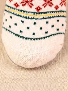 5 Pairs Of Cozy Reindeer Print Mid-Calf Socks - Warm, Thick Christmas Socks For Women, Festive Animal Design In Red, Beige, Brown, And Navy Blue, Perfect For Holiday Celebrations, Christmas Socks,Christmas Surprise Gifts,Valentine's Day Gifts, New Year's Gifts - Multicolor - View 7