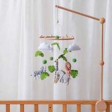 手工制作的绵羊、星星和月亮造型婴儿床铃，婴儿床挂饰，可爱动物造型玩具，益智玩具，提升手眼协调能力，预防近视，婴儿房装饰，多种颜色可选，新生儿摇铃玩具，亲子互动最佳礼物，生日、圣诞节礼物 - 彩色 - 查看 2