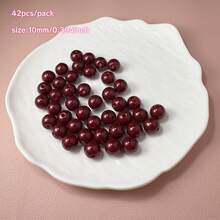 42pcs/Pack 10mm Diameter Beads With Hole, Imitation Natural Stone Gold Sand Stone, Shiny Glass Beads, DIY Jewelry Making, Craft Supplies - Multicolor - View 5