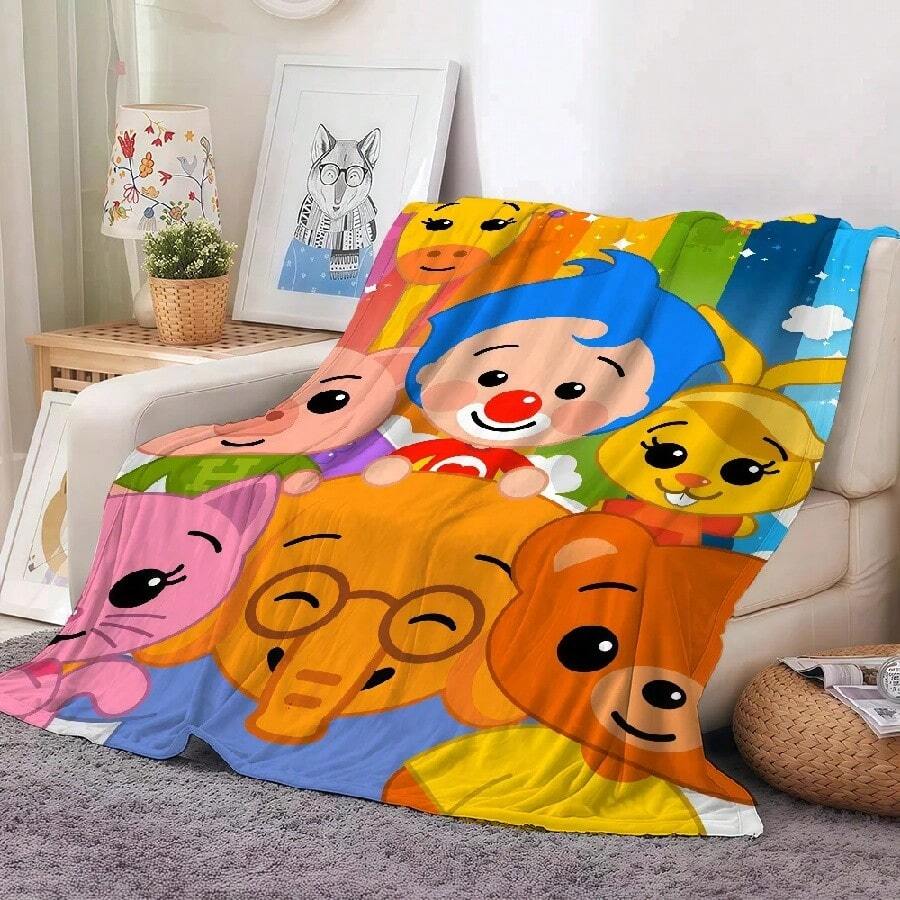 Cartoon Cute P-Plim P-Plim Blanket Warm And Soft Suitable For Bedroom Living Room Sofa Bed Office Travel Camping1.Jpg - 白色 - 查看 1