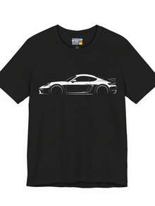 718 Cayman GT4 Shirt W Side Silhouette  982 Cayman GT4 Model Years 2019 2020 2021 2022 2023 2024 2025  TShirt T-Shirt Car Guy Gift - 款式4 - 查看 1