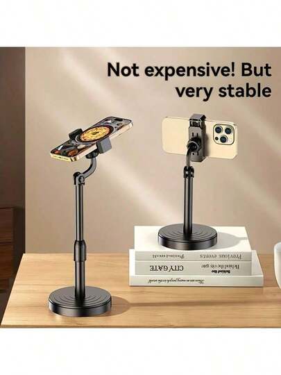 便携式可调节手机支架，360°多功能支架，适用于摄影、视频、直播、低头使用，桌面安装式手机支架（款式随机）