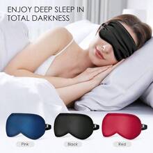 3PCS Silk Eye Sleeping, Soft Comfortable Sleep Masks With Adjustable Strap, Blocking Night Masks, Blackout Eyes Covers Aldult Women Men Travel Airplane, Blue+Black+Red - Blue+Black+Red + One Size - View 4