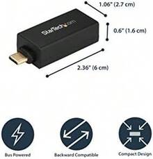 StarTech.com Adaptador de Red Ethernet USB-C - Adaptador de Red NIC Ethernet RJ45 USB Tipo C USB 3.0/USB 3.1 - Adaptador LAN Compatible con Thunderbolt 3 - Win/Mac/Chromebook - Negro - Ver 1