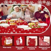 3Pack Christmas Plastic Party Tablecloth For Rectangle Tables Christmas Disposable Table Cloth Decoration Red Snowflake Xmas Tablecloths For Winter New Year Holiday Supplies 54x108in