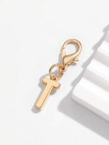 1pc Fashionable Minimalist 26 Small English Letter Shape Smooth Metal Keychain, Suitable For Women Car Key, Bag Decoration And Gift Christmas - Gold - View 30